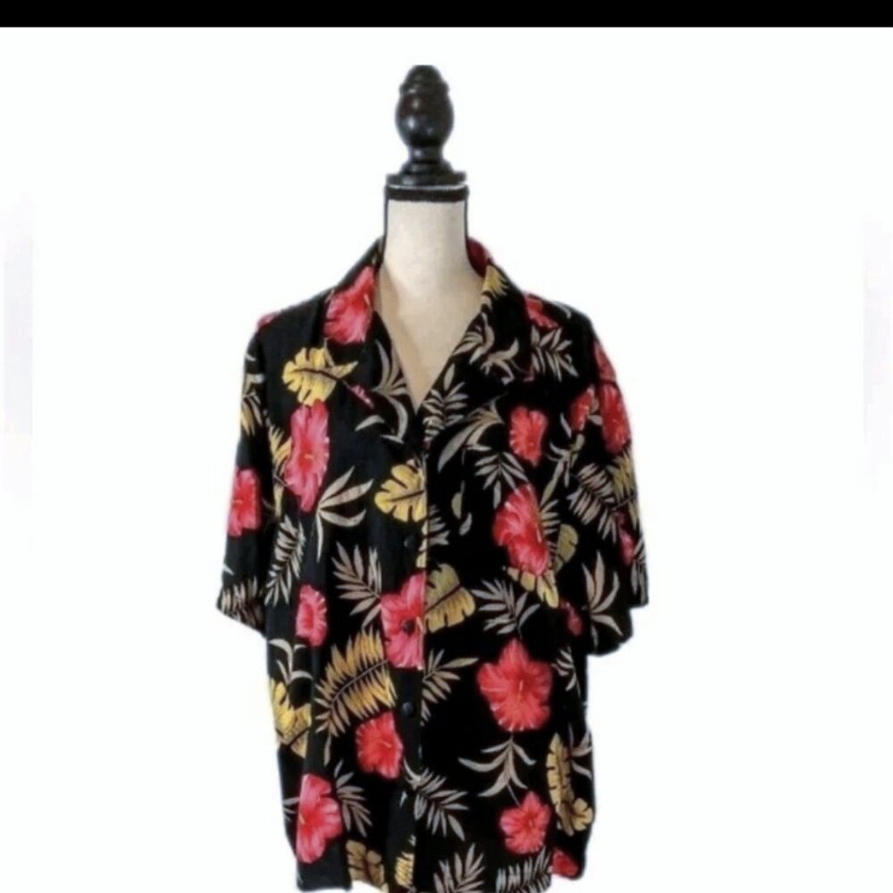 Vintage Men's Classic Hawaiian Tropical Tiki Button Up Short Sleeve Shirt 2X - Picture 2 of 4
